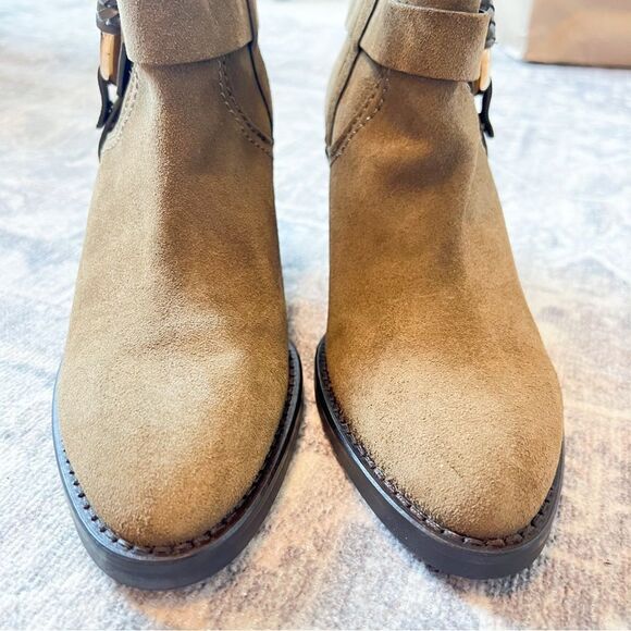 NWOB See by Chloe Hanna Hana Leather O Ring Booties in Military Green 38 / 8 - Picture 9 of 12